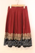 axes femme / バイカラーレース使いスカート  ワイン×クロ O-25-12-29-075-AX-SK-IG-OS