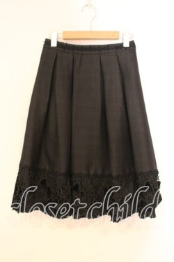 画像1: axes femme / 裾フラワーレースミディスカート M クロ O-25-12-29-079-AX-SK-IG-OS