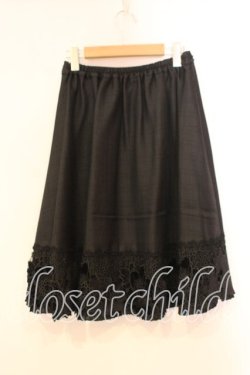 画像2: axes femme / 裾フラワーレースミディスカート M クロ O-25-12-29-079-AX-SK-IG-OS