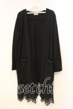 画像1: axes femme / 裾レースTPU天竺ロングカーディガン  クロ O-25-12-29-080-AX-TO-IG-OS