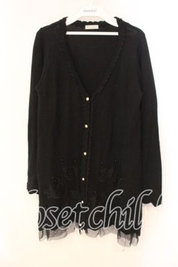 画像1: axes femme / 透かしバラロングカーディガン  クロ O-25-12-29-083-AX-TO-IG-OS