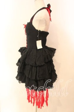 画像3: HELL CAT PUNKS / ガーゼ異素材ホルターワンピース  ブラック×レッド O-25-12-29-001-PU-OP-IG-OS