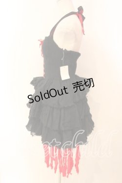画像3: HELL CAT PUNKS / ガーゼ異素材ホルターワンピース  ブラック×レッド O-25-12-29-001-PU-OP-IG-OS