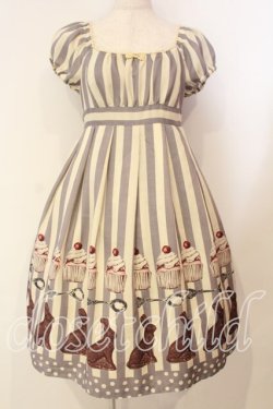 画像1: Emily Temple cute classic / うさぎチョコストライプワンピース  グレー O-25-12-29-010-ET-OP-OW-OS