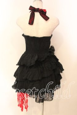 画像4: HELL CAT PUNKS / ガーゼ異素材ホルターワンピース  ブラック×レッド O-25-12-29-001-PU-OP-IG-OS