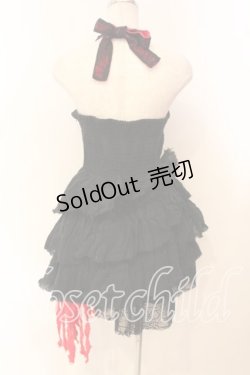画像4: HELL CAT PUNKS / ガーゼ異素材ホルターワンピース  ブラック×レッド O-25-12-29-001-PU-OP-IG-OS