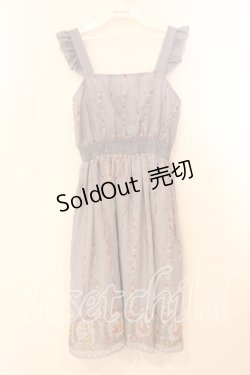 画像1: axes femme POETIQUE / ラビット苺柄ワンピース M ブルーグレー O-25-12-29-011-AX-OP-OW-OS