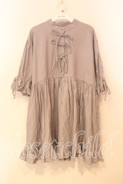 画像1: merry jenny / ギャザースリーブリボンワンピース F グレー O-25-12-29-015-LO-OP-OW-OS