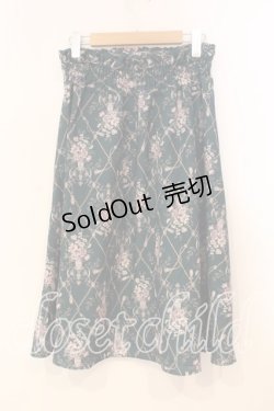 画像2: axes femme / フラワーパターンミドルスカート M グリーン O-25-12-29-032-AX-SK-OW-ZT0104P