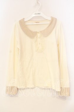 画像1: Emily Temple cute / ラメベロア付カットソーブラウス  アイボリー O-25-12-29-034-ET-TO-OW-OS