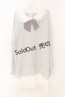 画像1: Secret Honey / ケーブル編みニット襟付きワンピース 0 グレーｘシロ O-25-12-30-001-CA-OP-YM-OS