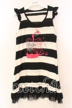 画像1: PEACE NOW / ボーダーアップルノースリーブワンピース  ブラック×オフホワイト O-25-12-30-047-PU-OP-IG-OS