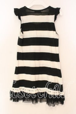 画像2: PEACE NOW / ボーダーアップルノースリーブワンピース  ブラック×オフホワイト O-25-12-30-047-PU-OP-IG-OS