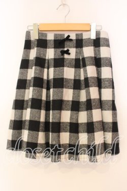 画像1: Ank Rouge / 起毛チェックスカート  シロ×クロ O-25-12-30-051-CA-SK-IG-OS