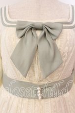 画像2: AmaStacia / Salley Gardens エンパイアウエストワンピース M アイボリー×グリーン O-25-12-30-062-PU-OP-OW-ZT362 (2)