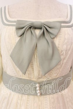 画像2: AmaStacia / Salley Gardens エンパイアウエストワンピース M アイボリー×グリーン O-25-12-30-062-PU-OP-OW-OS