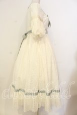 画像4: AmaStacia / Salley Gardens エンパイアウエストワンピース M アイボリー×グリーン O-25-12-30-062-PU-OP-OW-ZT362 (4)