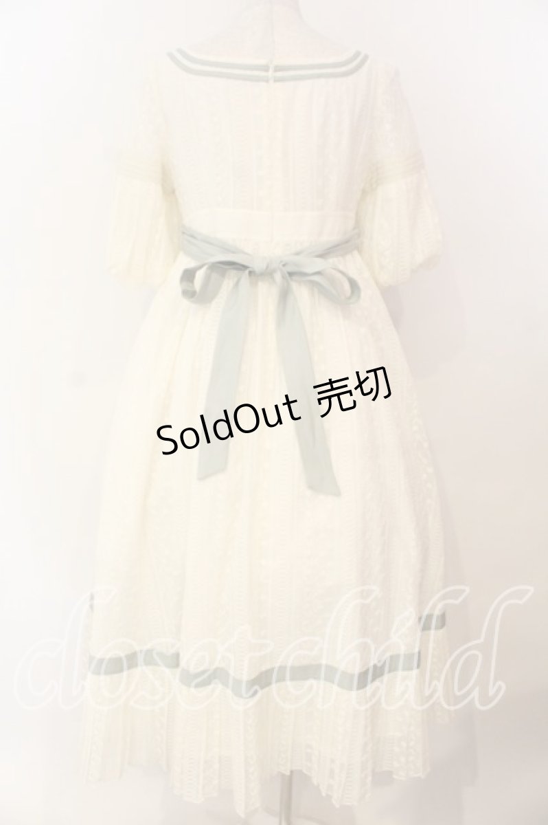 画像5: AmaStacia / Salley Gardens エンパイアウエストワンピース M アイボリー×グリーン O-25-12-30-062-PU-OP-OW-ZT362 (5)