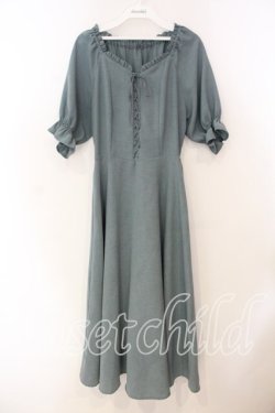 画像1: F i.n.t / フロントレースアップパフスリーブワンピース F グリーン O-25-12-30-068-0-OP-OW-OS