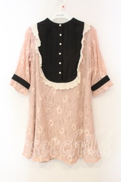 画像1: Swankiss / ヨーク切り替えレースワンピース F ピンク O-25-12-30-070-CA-OP-OW-OS