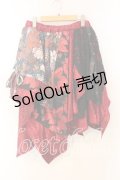 Qutie Frash / 和柄アシメスカート  レッド O-25-12-30-072-QU-SK-OW-OS