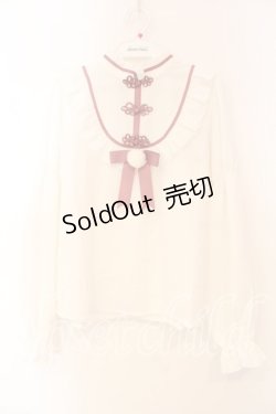 画像1: Amavel / 雪うさぎのチャイナブラウス  シロ×ピンク O-25-12-30-082-CA-BL-IG-OS