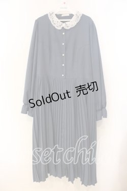 画像1: m petit by misako / AM*レースエリプリーツワンピース 3L アオ O-25-12-30-086-LO-OP-OW-OS