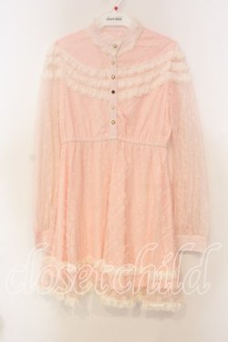 画像1: Swankiss / 総レース長袖ワンピース F ピンク O-25-12-30-008-CA-OP-YM-OS