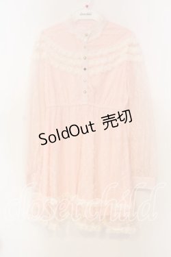 画像1: Swankiss / 総レース長袖ワンピース F ピンク O-25-12-30-008-CA-OP-YM-OS