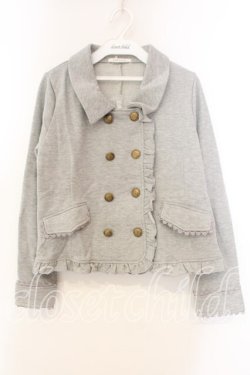 画像1: axes femme / フリルライダース風カットカーデ M グレー O-25-12-30-108-AX-TO-OW-OS