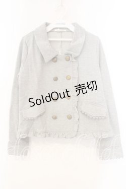 画像1: axes femme / フリルライダース風カットカーデ M グレー O-25-12-30-108-AX-TO-OW-ZT362