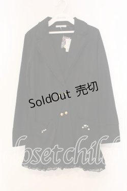 画像1: axes femme / Wボタンロングテーラーカーディガン M クロ O-25-12-30-111-AX-TO-OW-OS