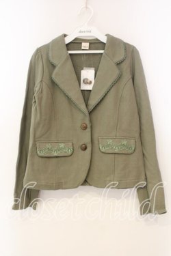 画像1: axes femme / ポケット刺繍カットジャケット M グリーン O-25-12-30-113-AX-TO-OW-OS