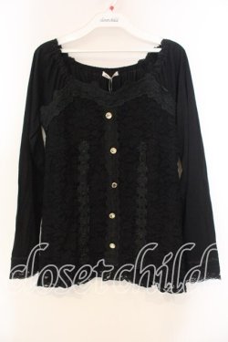 画像1: axes femme / 総レースビスチェ風プルオーバー M クロ O-25-12-30-118-AX-TO-OW-OS