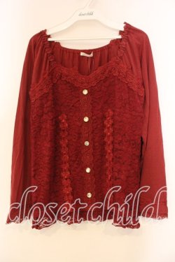 画像1: axes femme / 総レースビスチェ風プルオーバー M アカ O-25-12-30-119-AX-TO-OW-OS