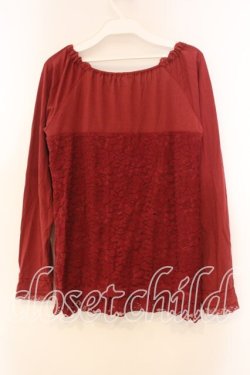 画像2: axes femme / 総レースビスチェ風プルオーバー M アカ O-25-12-30-119-AX-TO-OW-OS