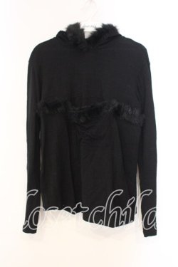 画像1: ALGONQUINS / ファー切り替えパーカー  ブラック O-25-12-30-122-AL-TO-OW-OS