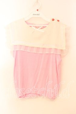 画像1: Swankiss / セーラニットベスト F ピンクｘシロ O-25-12-30-012-CA-TO-YM-OS