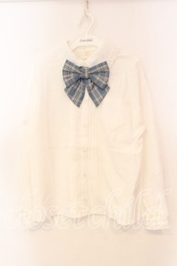 画像1: Secret Honey / チェックタイ&リボンタイブラウス 2 シロｘブルー O-25-12-30-013-CA-BL-YM-OS