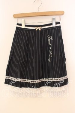 画像1: Secret Honey / ロゴ刺繍ストライプスカート 2 ブラックｘシロ O-25-12-30-015-CA-SK-YM-OS