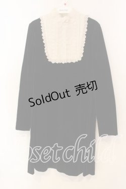 画像1: Jane Marple / レースヨークカラー付き別珍ワンピース M クロ×生成り O-25-12-30-018-JM-OP-IG-OS