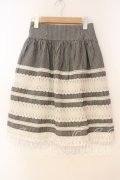 Jane Marple / ストライプレース配色スカート  クロ×シロ O-25-12-30-019-JM-SK-IG-OS