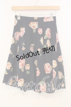 画像1: MILK / ローズプリントフレアースカート  ネイビー O-25-12-30-020-ML-SK-IG-OS