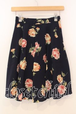 画像2: MILK / ローズプリントフレアースカート  ネイビー O-25-12-30-020-ML-SK-IG-OS