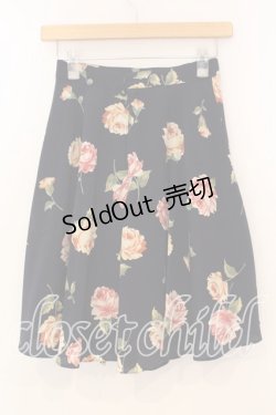 画像2: MILK / ローズプリントフレアースカート  ネイビー O-25-12-30-020-ML-SK-IG-OS
