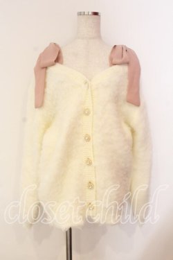 画像1: axes femme POETIQUE / ウェーブファーニットカーディガン M キナリ O-26-01-05-001-AX-TO-OW-ZT0107X