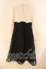 画像1: axes femme / シアーチェックドッキングワンピース F シロ×クロ O-26-01-05-037-AX-OP-OW-ZT536 (1)