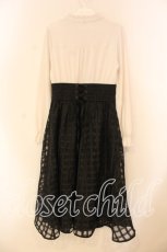 画像2: axes femme / シアーチェックドッキングワンピース F シロ×クロ O-26-01-05-037-AX-OP-OW-ZT536 (2)