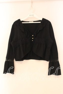 画像1: axes femme / 袖切替えレース使いボレロ M クロ O-26-01-05-041-AX-TO-OW-OS