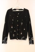 axes femme / オーナメント刺繍ニットカーディガン M クロ O-26-01-05-042-AX-TO-OW-OS
